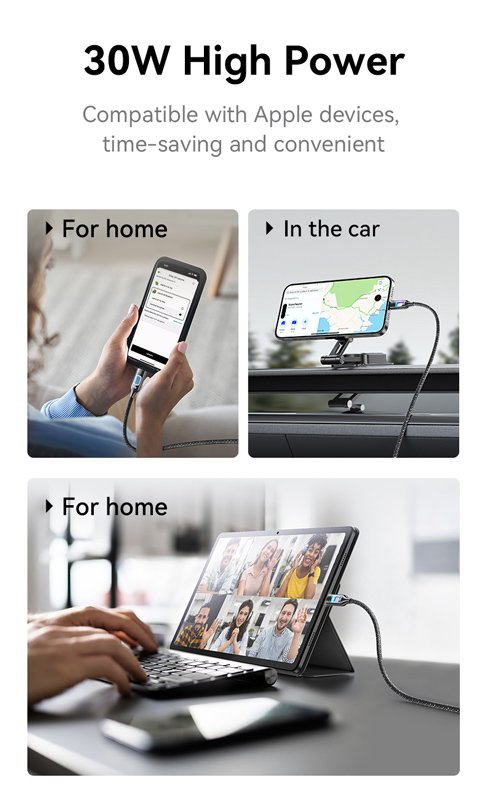 USAMS καλώδιο Lightning σε USB-C SJ749, 30W, 480Mbps, 1.2m, λευκό - Image 3