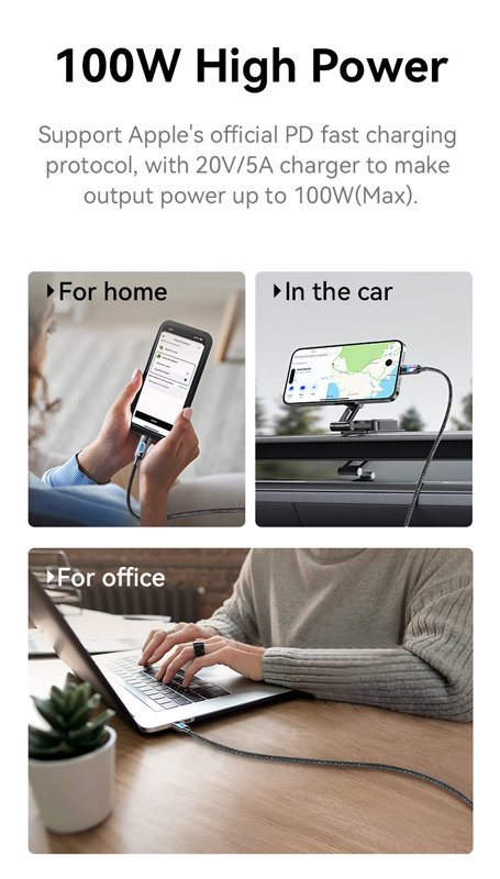 USAMS καλώδιο USB-C SJ750, 100W, 480Mbps, 1.2m, μαύρο - Image 3