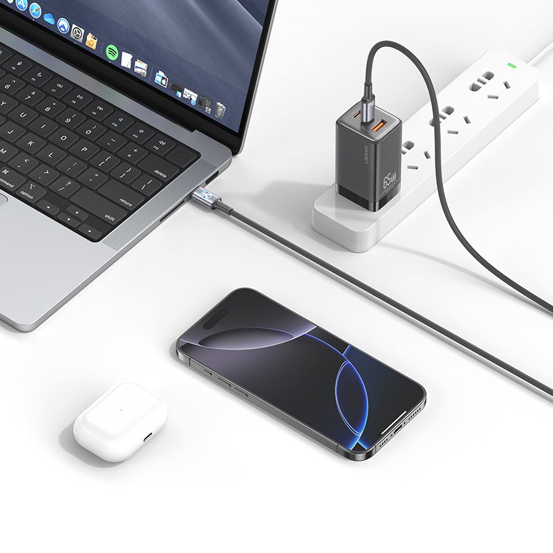 USAMS καλώδιο USB-C SJ752, 60W, 480Mbps, 1.2m, μπεζ - Image 3