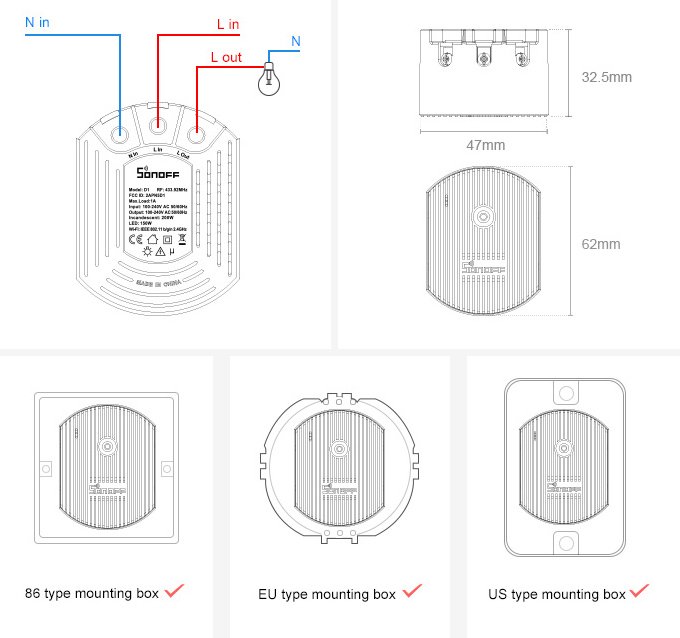 SONOFF smart dimmer switch D1, WiFi - Image 7