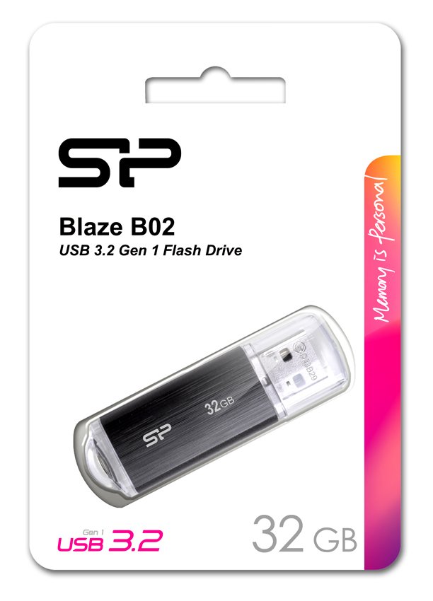 SILICON POWER USB Flash Drive Blaze B02, 32GB, USB 3.2, μαύρο - Image 3