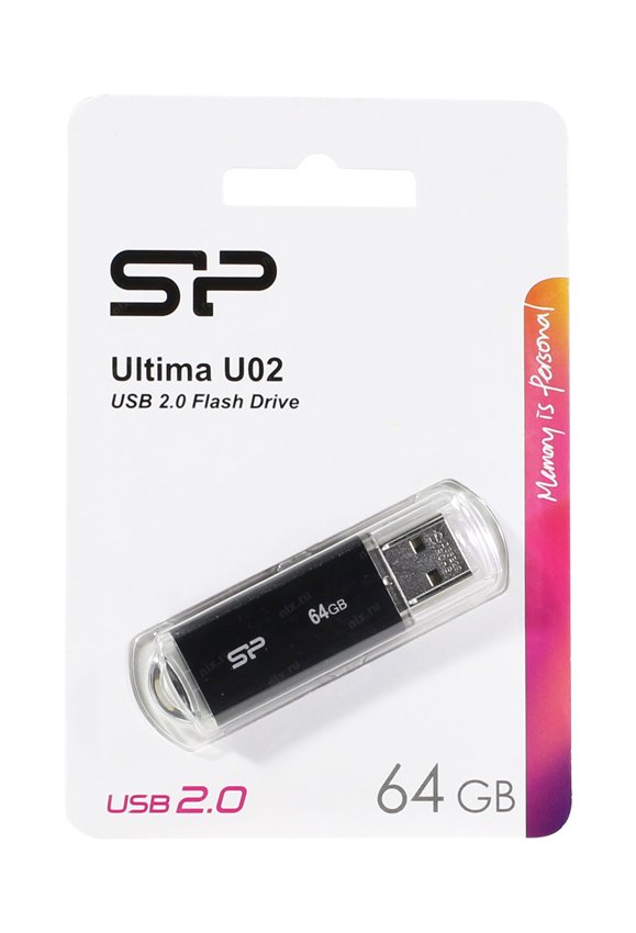 SILICON POWER USB Flash Drive Ultima U02, 64GB, USB 2.0, μαύρο - Image 3