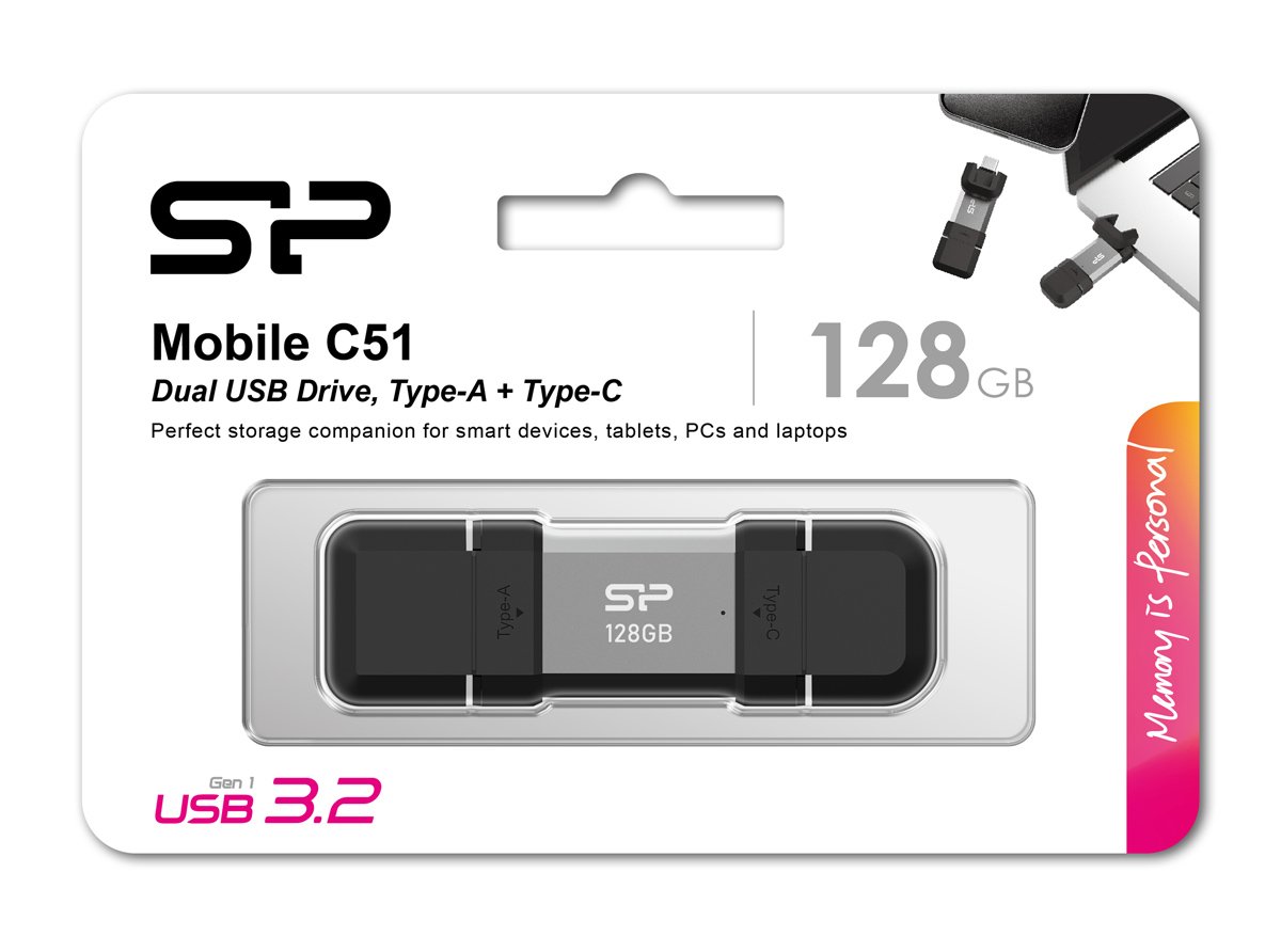 SILICON POWER USB Flash Drive C51, USB/USB-C, 128GB, 120MBps, ασημί - Image 6
