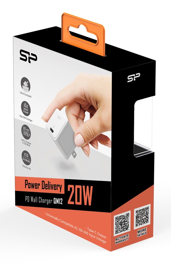 SILICON POWER φορτιστής τοίχου SP20WASYQM121PCW, USB-C, PD 20W, λευκός - Image 4