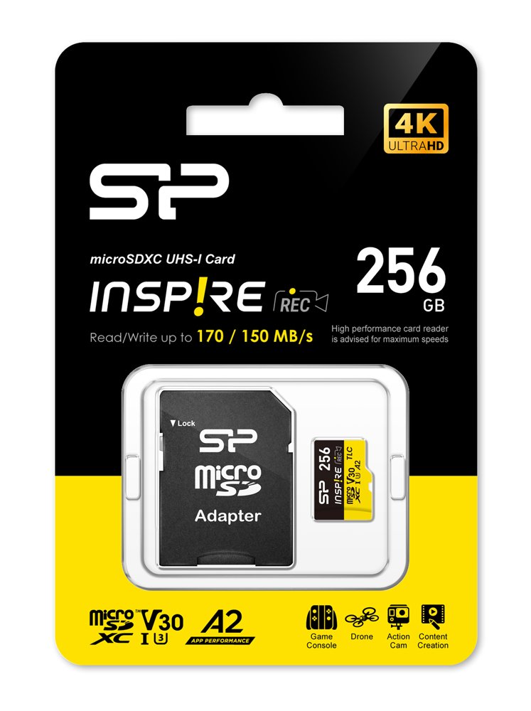 SILICON POWER κάρτα μνήμης microSDXC Inspire, 256GB, UHS-I U3 A1 V30 - Image 2