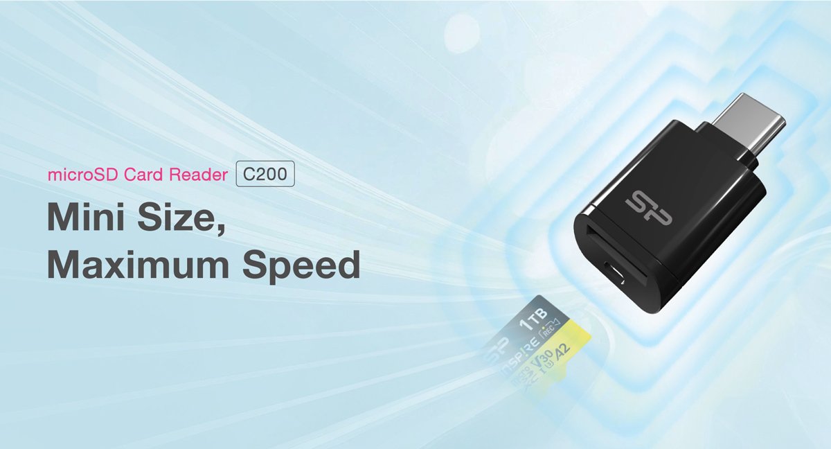 SILICON POWER card reader C200 για micro SD, USB-C, USB 3.2, 180/165MBps, μαύρο - Image 2