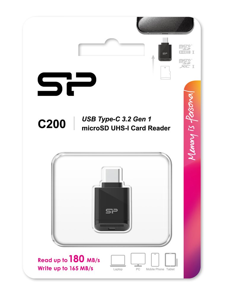 SILICON POWER card reader C200 για micro SD, USB-C, USB 3.2, 180/165MBps, μαύρο - Image 5