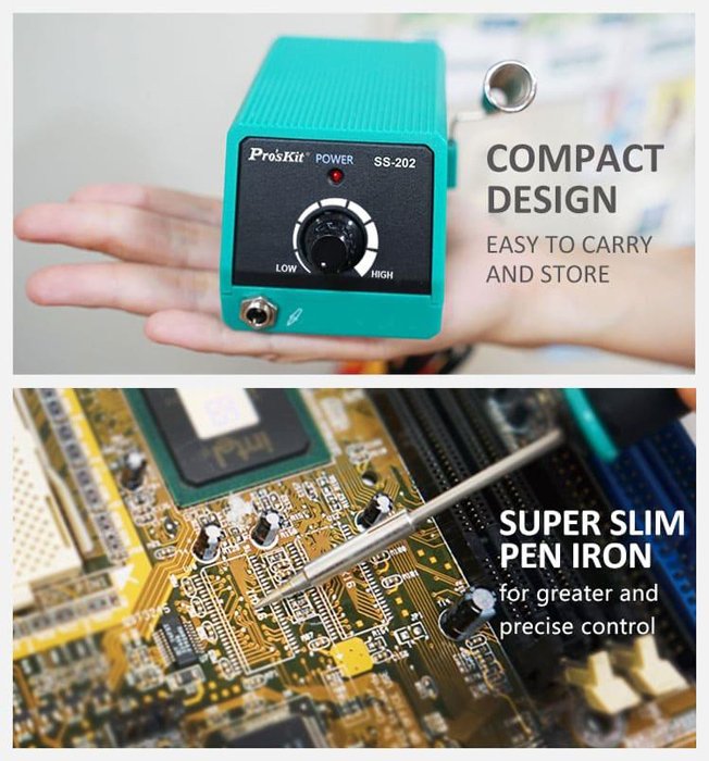 PROSKIT μίνι σταθμός συγκόλλησης SS-202F με κολλητήρι, 10W, 100~450 °C - Image 4