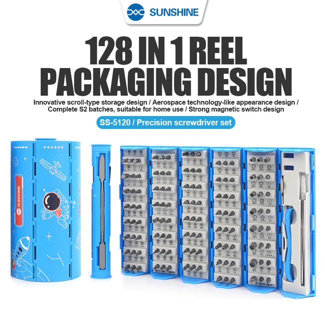 SUNSHINE σετ κατσαβιδιών ακριβείας SS-5120 με θήκη, μαγνητικό, 128τμχ - Image 2