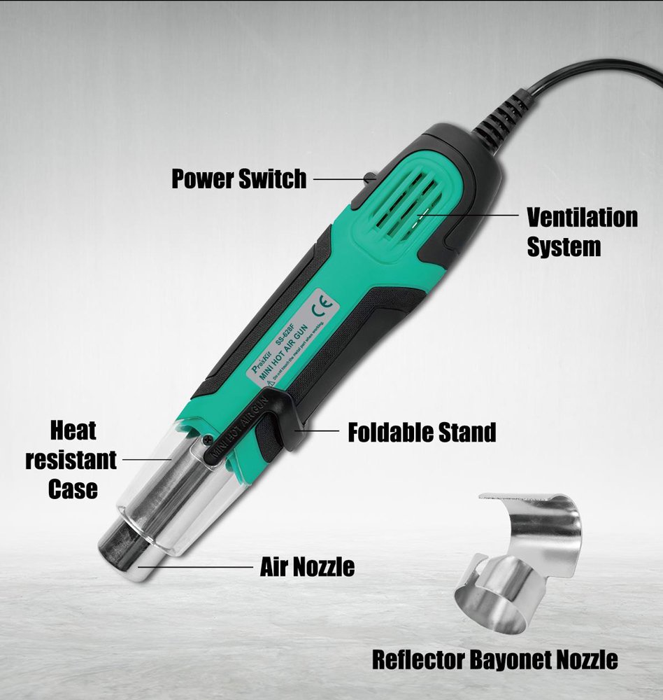 PROSKIT μίνι πιστόλι θερμού αέρα SS-628F, 250/500W, 350/500 °C - Image 3