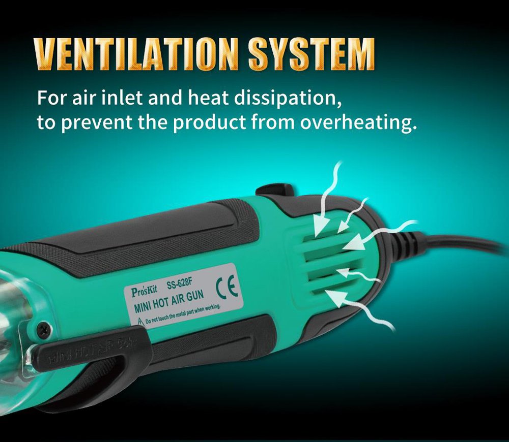 PROSKIT μίνι πιστόλι θερμού αέρα SS-628F, 250/500W, 350/500 °C - Image 5