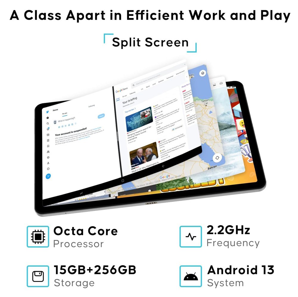 DOOGEE tablet T30 PRO, 11", 8/256GB, 4G, Android 13, 8580mAh, γκρι - Image 3