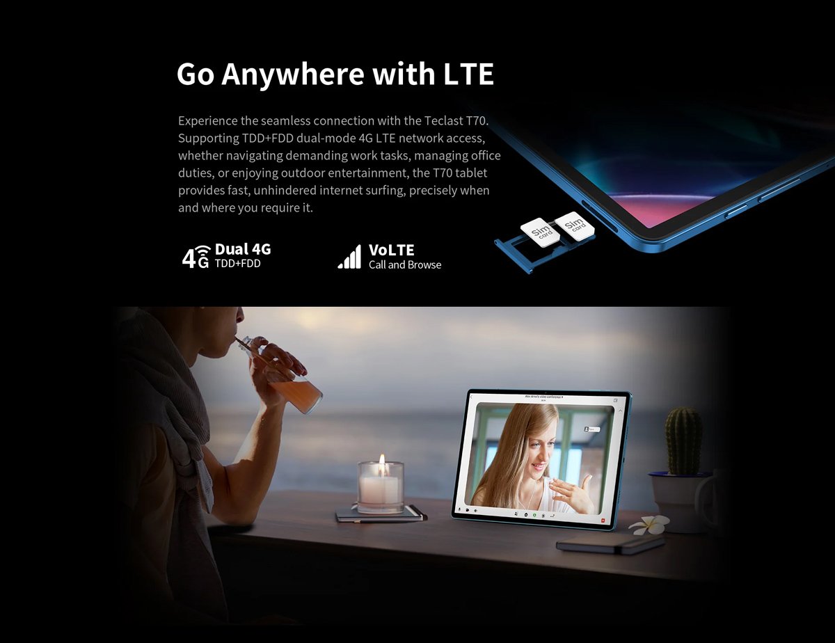 TECLAST tablet T70, 14", 8/256GB, 4G, Android 14, 10000mAh, μπλε - Image 3