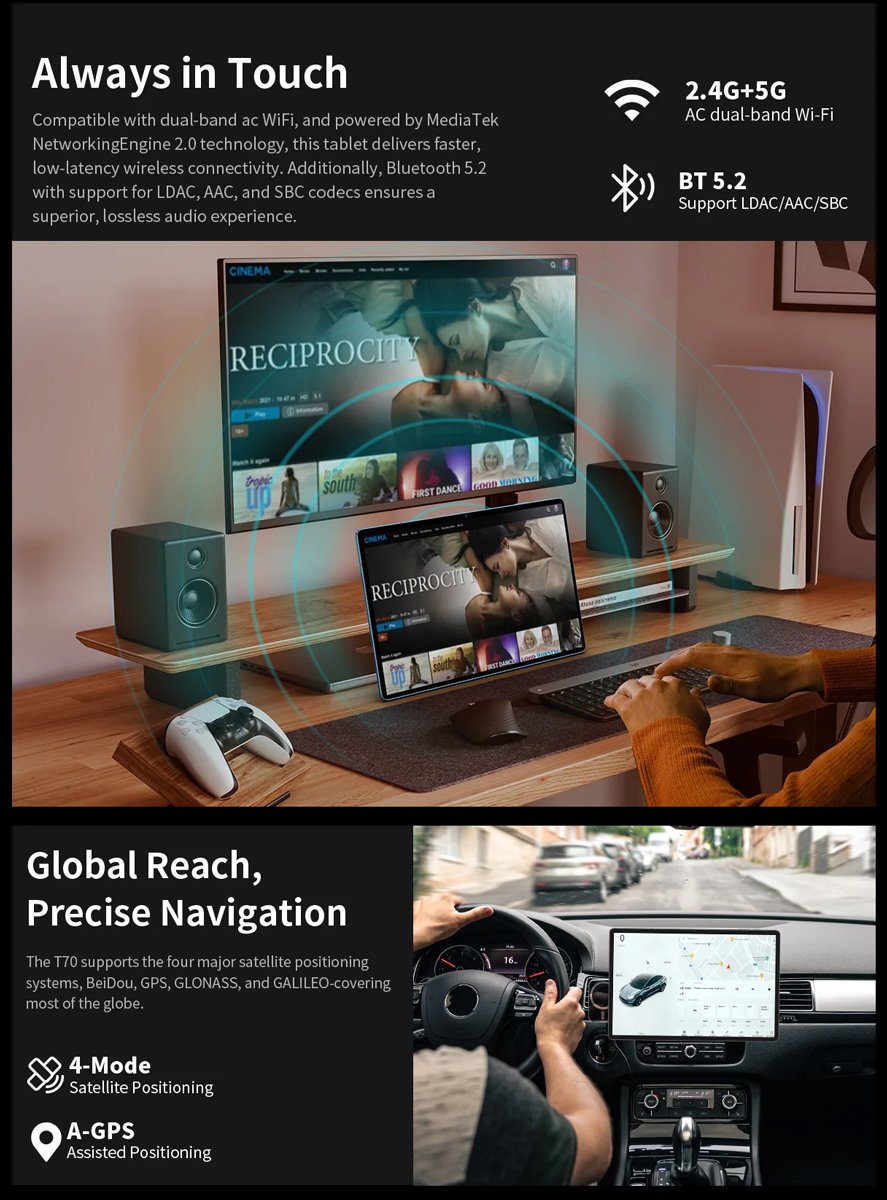 TECLAST tablet T70, 14", 8/256GB, 4G, Android 14, 10000mAh, μπλε - Image 4