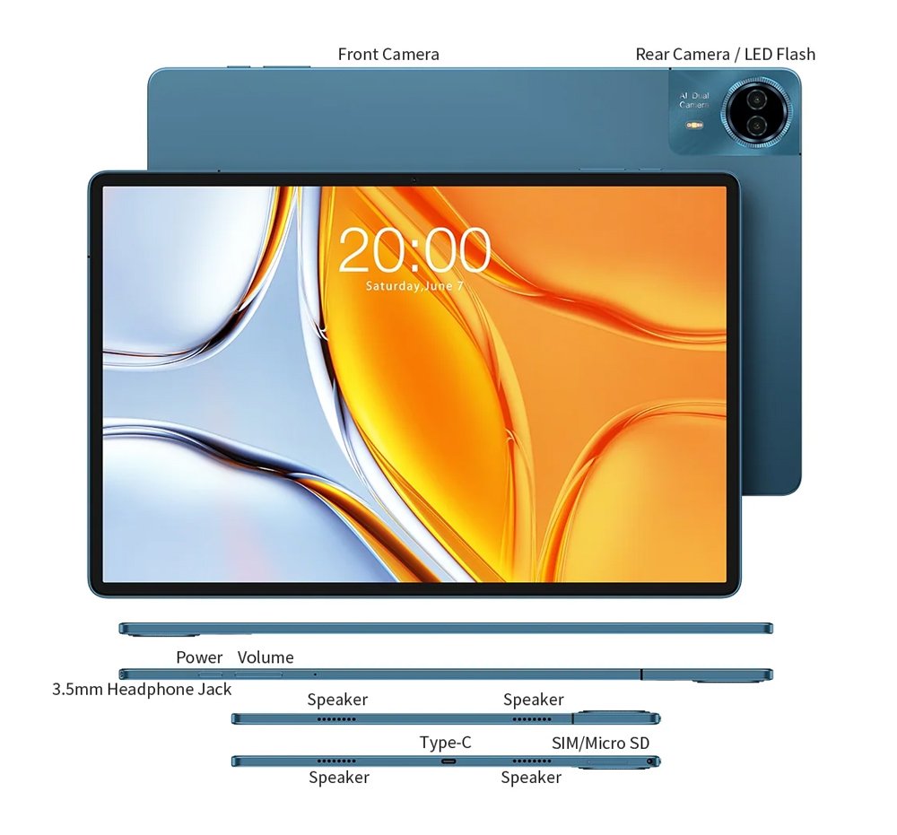TECLAST tablet T70, 14", 8/256GB, 4G, Android 14, 10000mAh, μπλε - Image 8