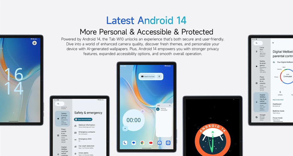 ULEFONE tablet Tab W10, 10.1" HD+, 4/128GB, 6600mAh, Android 14, γκρι - Image 4