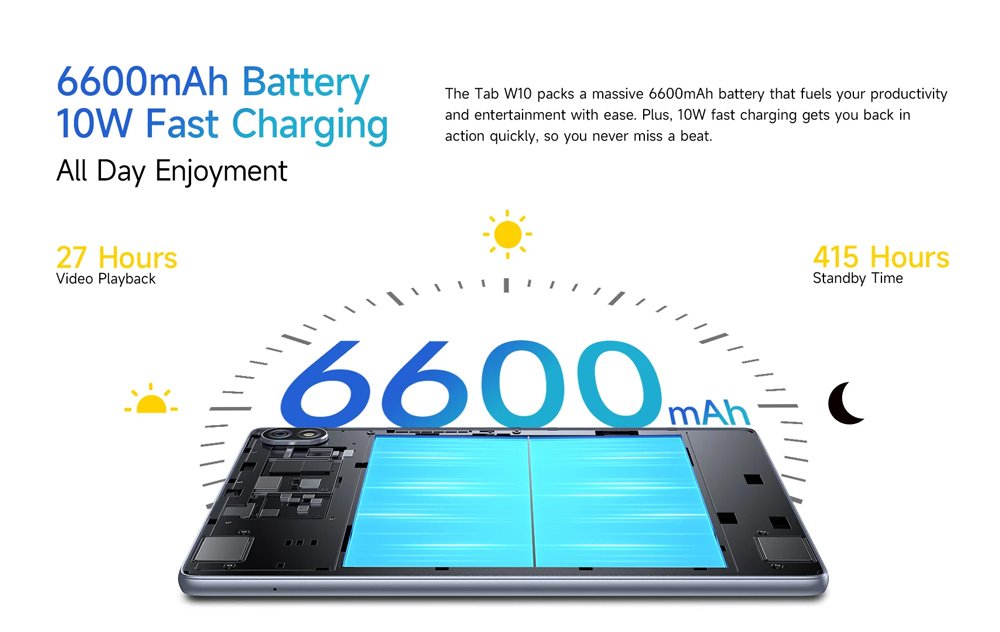 ULEFONE tablet Tab W10, 10.1" HD+, 4/128GB, 6600mAh, Android 14, γκρι - Image 16