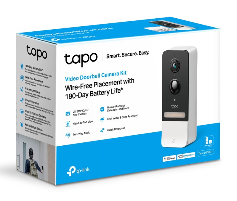 TP-LINK smart κουδούνι με κάμερα Tapo D230S1, Wi-Fi 2K, 6700mAh, Ver 1.0 - Image 5