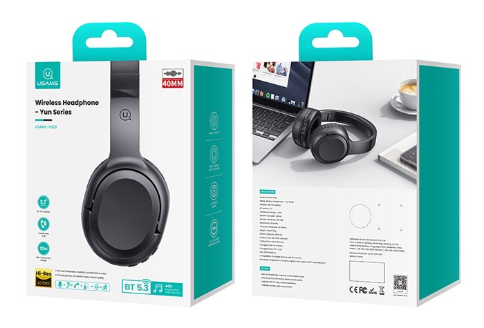 USAMS headphones YG23, ασύρματα & ενσύρματα, Φ40mm, 300mAh, μαύρα - Image 7