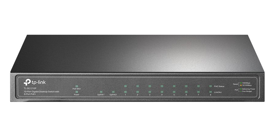 TP-LINK desktop switch TL-SG1210P, 10-Port Gigabit, 8x PoE+, Ver. 3.0
