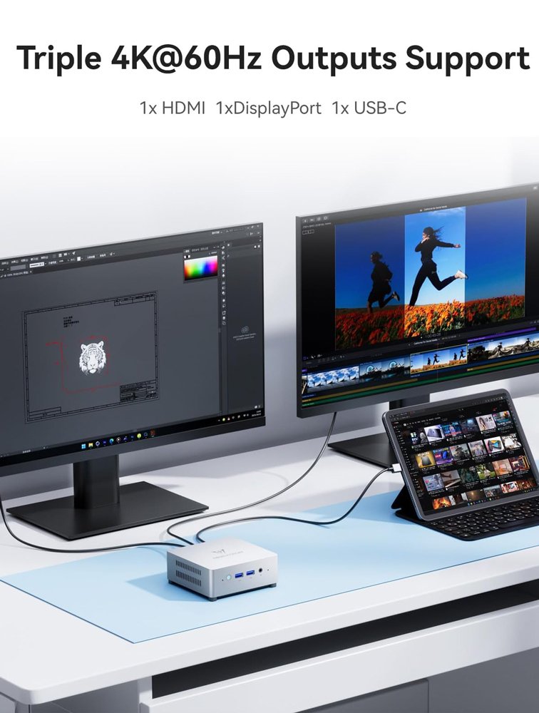 mini PC, Intel CPU N100, 16/512GB SSD, Windows 11 Pro 7043 Mini PC 8
