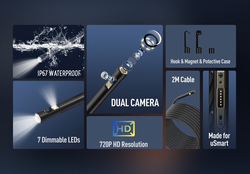 ULEFONE ενδοσκοπική κάμερα E02 για uSmart βύσμα, dual camera, IP67 - Image 3