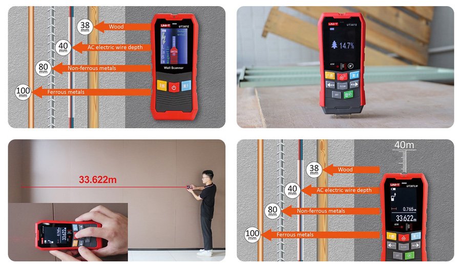 UNI-T ψηφιακός αναλυτής τοίχου UT387E, ανιχνεύει μέταλλο/ξύλο/καλώδια - Image 2