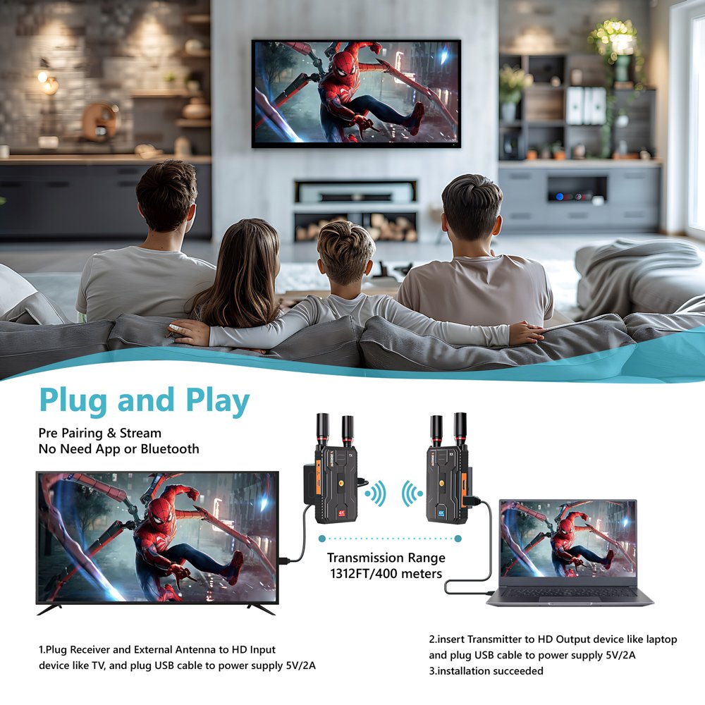 VRRIIS HDMI σύστημα ασύρματης μετάδοσης βίντεο WL097 Pro, 4K, 2.4/5GHz, έως 400m - Image 3