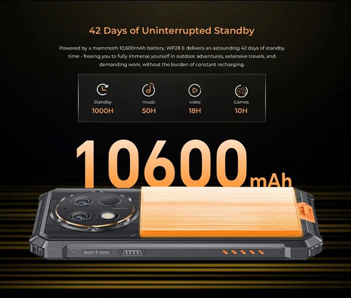 OUKITEL smartphone WP28E, 6.52", 4/64GB, 10600mAh, IP68/IP69K, μαύρο - Image 6