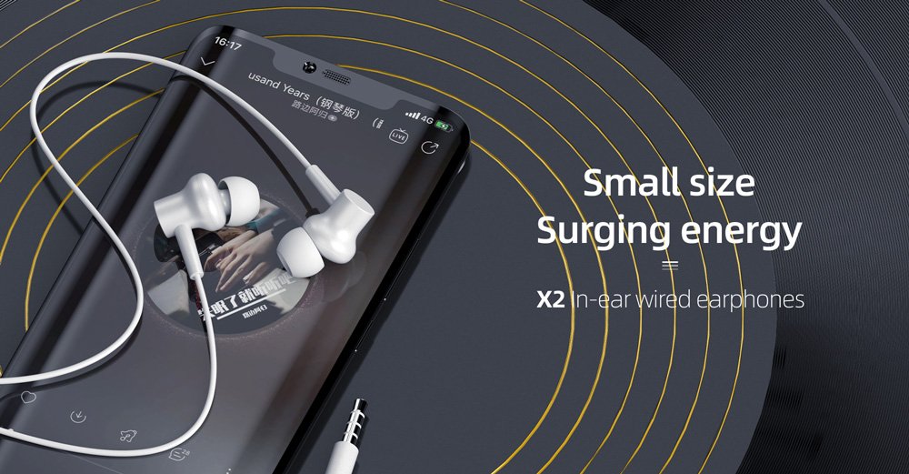 YISON earphones με μικρόφωνο X2, 3.5mm σύνδεση, Φ10mm, 1.36m, λευκά - Image 4