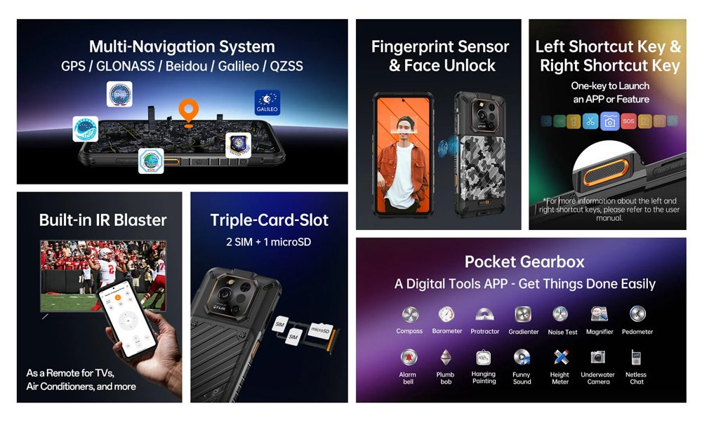 RUGONE smartphone Xever 7 Pro με θερμική εικόνα, 6.67", 12/512GB, 5G, 5550mAh, IP68/IP69K/MIL-STD-810H, μαύρο - Image 16