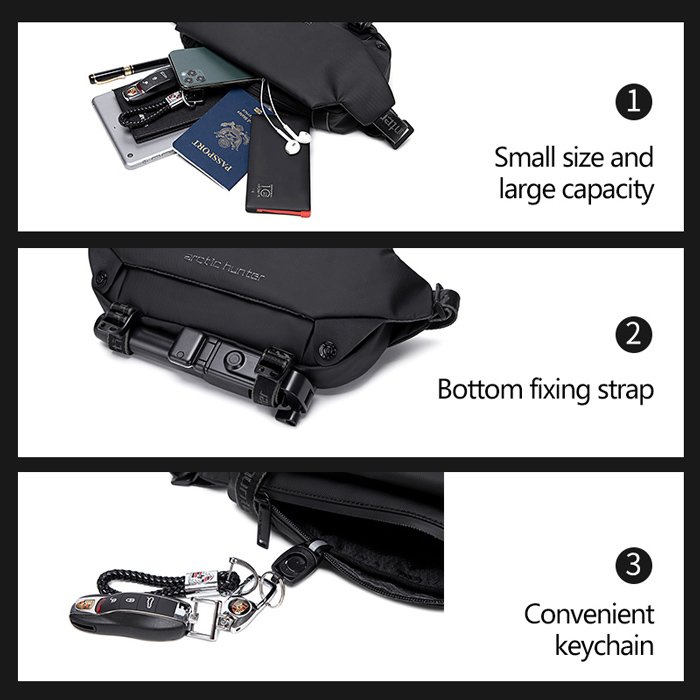 ARCTIC HUNTER τσάντα μέσης YB00047, 2L, μαύρη - Image 2