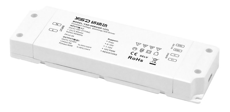 YSD τροφοδοτικό DC 60WUGP-12, 12VDC, 60W, 5A, IP20, dimmable