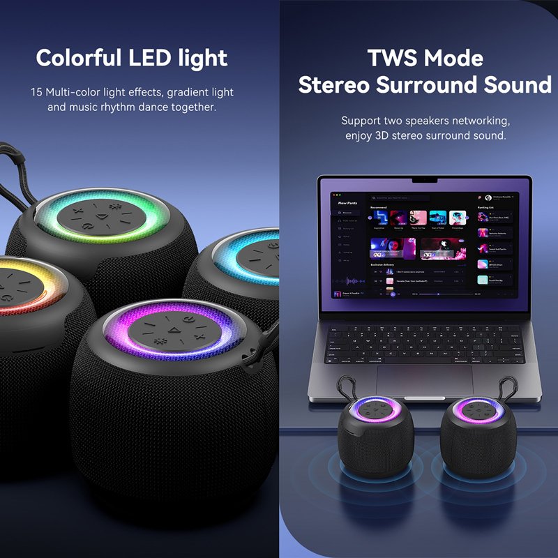 USAMS φορητό ηχείο US-YX014, 10W, Bluetooth, 1200mAh, μαύρο - Image 3