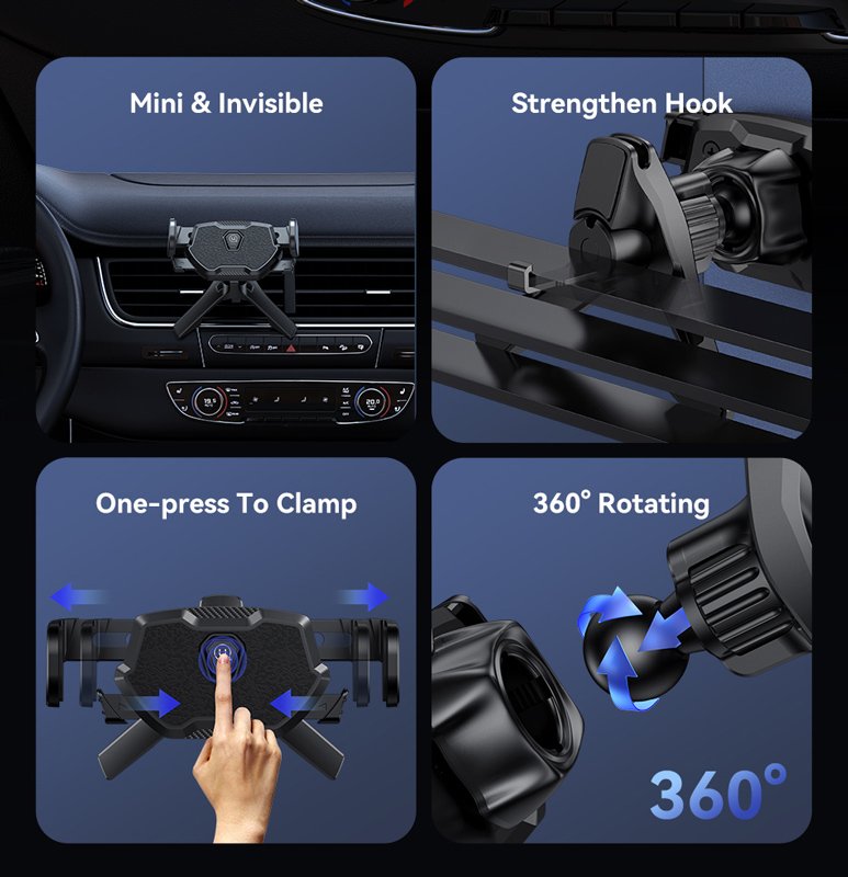 USAMS βάση smartphone αυτοκινήτου US-ZJ077 για αεραγωγούς, μαύρη - Image 3