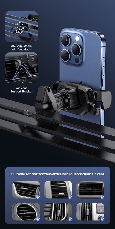 USAMS βάση smartphone αυτοκινήτου US-ZJ077 για αεραγωγούς, μαύρη - Image 5