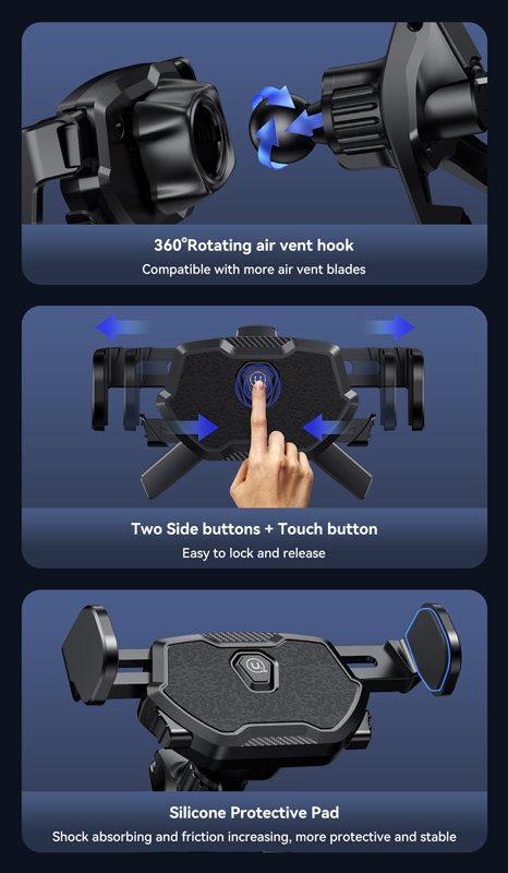 USAMS βάση smartphone αυτοκινήτου US-ZJ077 για αεραγωγούς, μαύρη - Image 7