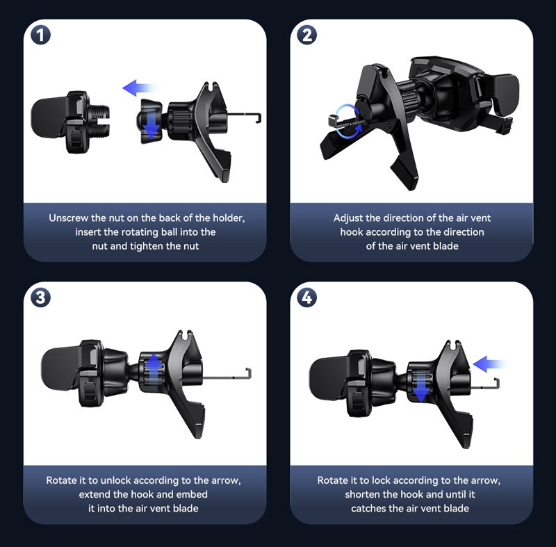 USAMS βάση smartphone αυτοκινήτου US-ZJ077 για αεραγωγούς, μαύρη - Image 8