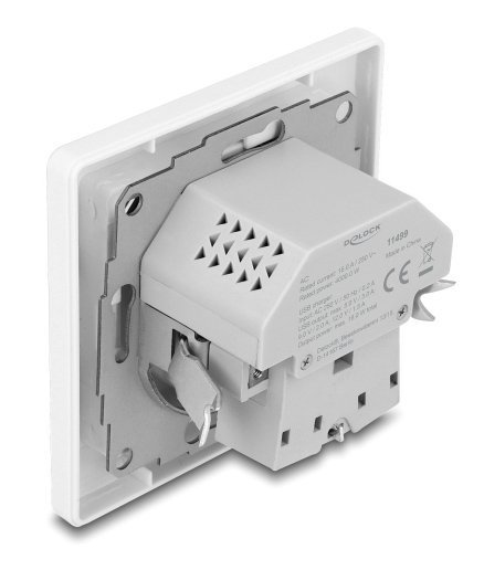 DELOCK πρίζα τοίχου με θύρες φόρτισης USB & USB-C, 18W PD, λευκή 6550 - Image 2