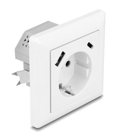 DELOCK πρίζα τοίχου με θύρες φόρτισης USB & USB-C, 18W PD, λευκή 6550 - Image 3