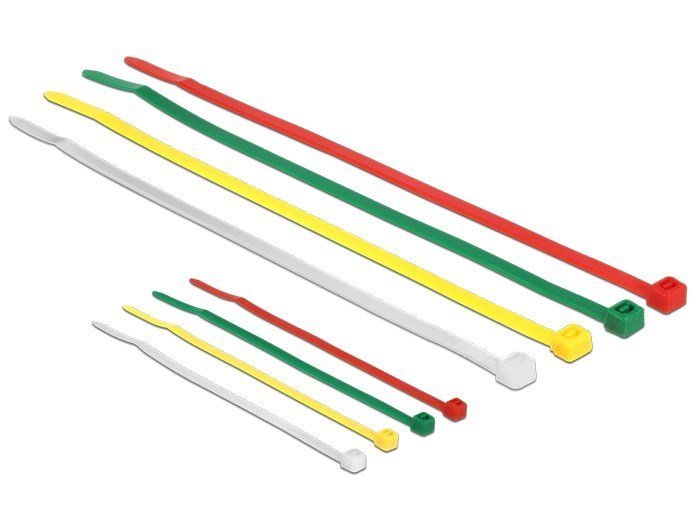 DELOCK δεματικά καλωδίων , 100x2.5mm & 200x3.6mm χρωματιστά, 200τμχ 627