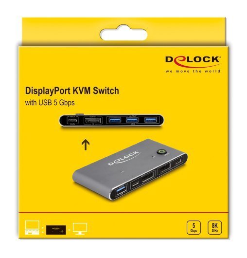 DisplayPort KVM switch me 4x thyres USB 5Gbps, 8K/30Hz, gkri 6915 KVM 4