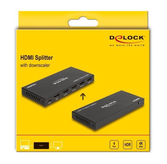 HDMI splitter me downscaler pliktro, 4 se 1, 4K/60Hz, mayro 7468 HDMI Splitter 4