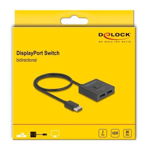 DELOCK DisplayPort switch , 2 σε 1, bidirectional, 8K/30Hz, μαύρο 6857 - Image 4