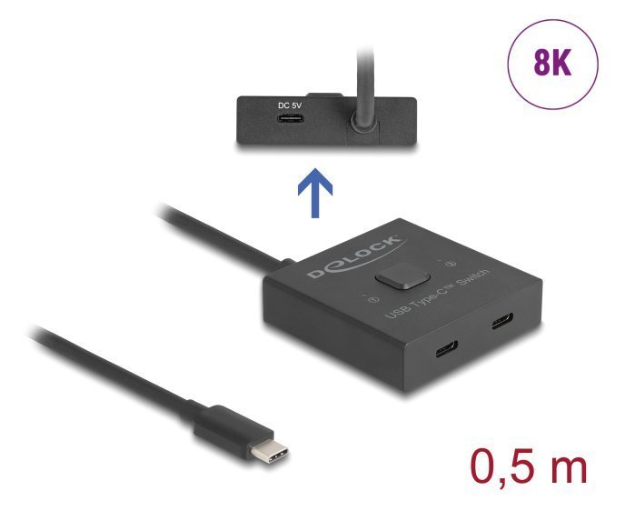 USB-C switch, 2 se 1 bidirectional, 10Gbps, 8K, 100W, mayro 7107 USB-C Switch 3