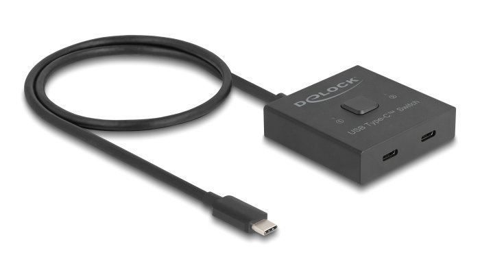 DELOCK USB-C switch , 2 σε 1 bidirectional, 10Gbps, 8K, 100W, μαύρο 7107