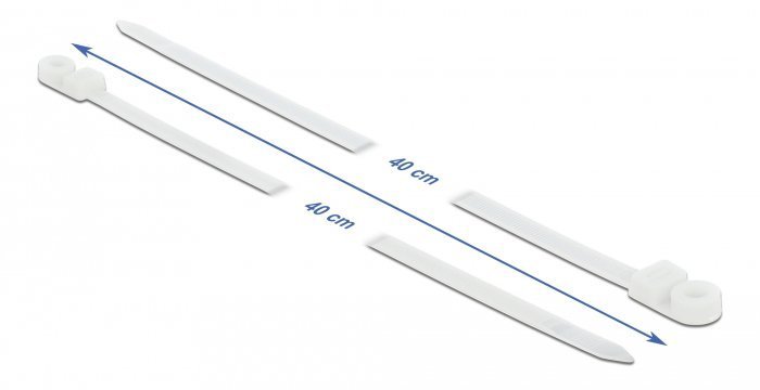 DELOCK Δεματικά καλωδίων  με οπή στερέωσης, 400x7.6mm, λευκά, 10τμχ 1420