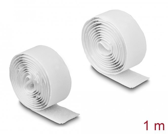 DELOCK αυτοκόλλητη ταινία τύπου Velcro , 1mx20mm, λευκή 4745