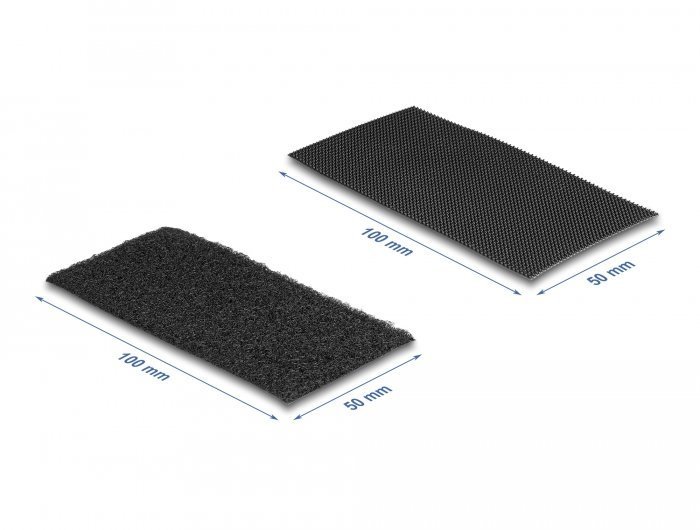 DELOCK αυτοκόλλητα τύπου Velcro , 5x10cm, μαύρο, 10 ζεύγη 4143 - Image 2