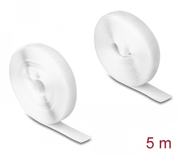 DELOCK ταινία τύπου Velcro , heavy duty, 5mx20mm, λευκή 4960